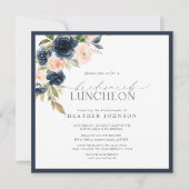 Elegant Navy Blush Floral Bridal Luncheon Einladung (Vorderseite)