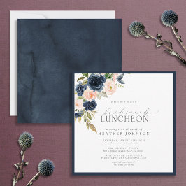 Elegant Navy Blush Floral Bridal Luncheon Einladung