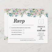 Elegant Navy Blush Pink Wedding Invitation RSVP Karte (Vorne/Hinten)