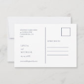 Elegant Navy botanisches Wappen Monogramm Hochzeit Save The Date (Rückseite)