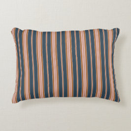 Elegant Navy Brown Pink Ticking Stripe Dekokissen