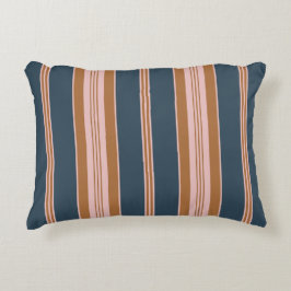 Elegant Navy Brown Pink Ticking Stripe Dekokissen