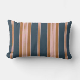 Elegant Navy Brown Pink Ticking Stripe Lendenkissen