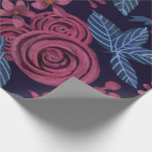 Elegant Navy Burgundy Floral Watercolo Geschenkpapier (Ecke)