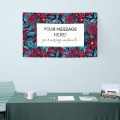 Elegant Navy Burgundy Weihnachten Floral Wasserfar Banner (Messeveranstaltung)