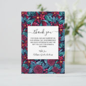 Elegant Navy Burgundy Weihnachten Floral Wasserfar Dankeskarte (Stehend Vorderseite)