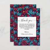 Elegant Navy Burgundy Weihnachten Floral Wasserfar Dankeskarte (Vorne/Hinten)