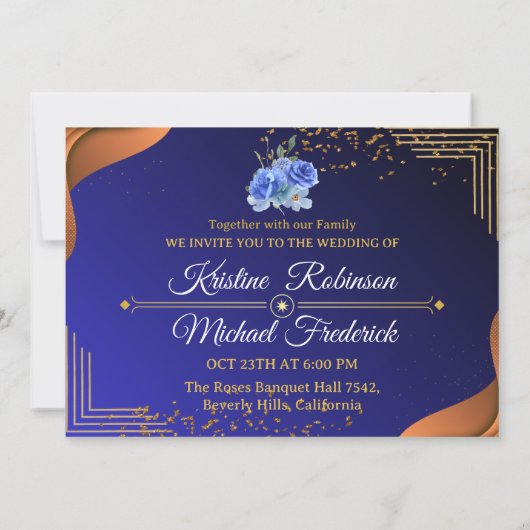 Elegant Navy & Burnt Orange | FOTO SAVE THE DATE Einladung (Rückseite)