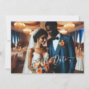 Elegant Navy & Burnt Orange   FOTO SAVE THE DATE Einladung