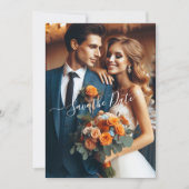 Elegant Navy & Burnt Orange | FOTO SAVE THE DATE Einladung (Vorderseite)