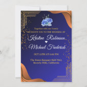 Elegant Navy & Burnt Orange | FOTO SAVE THE DATE Einladung (Rückseite)