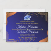 Elegant Navy & Burnt Orange | FOTO SAVE THE DATE Einladung (Rückseite)