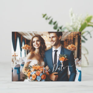 Elegant Navy & Burnt Orange FOTO SAVE THE DATE Einladung