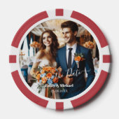 Elegant Navy & Burnt Orange | FOTO SAVE THE DATE Pokerchips (Vorderseite)