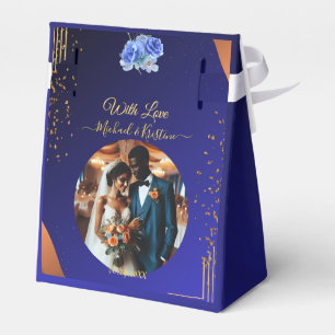 Elegant Navy & Burnt Orange Foto Vielen Dank Geschenkschachtel