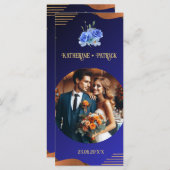 Elegant Navy & Burnt Orange | Hochzeit von Fotos Menükarte (Vorne/Hinten)