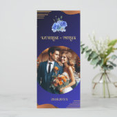 Elegant Navy & Burnt Orange | Hochzeit von Fotos Menükarte (Stehend Vorderseite)