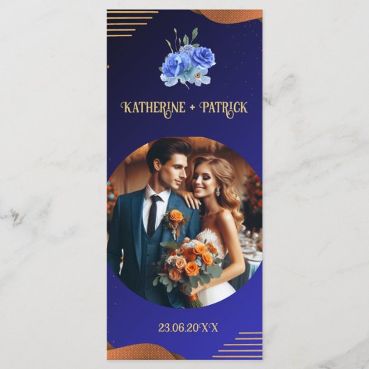 Elegant Navy & Burnt Orange | Hochzeit von Fotos Menükarte (Vorderseite)