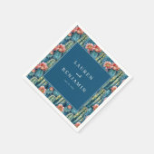 Elegant Navy Cactus Floral Serviette (Ecke)
