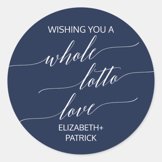 Elegant Navy Calligraphy Lottery Ticket Bevorzugun Runder Aufkleber (Vorderseite)