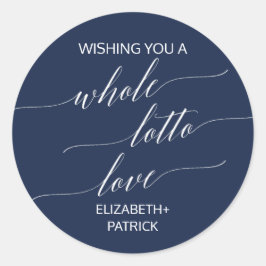 Elegant Navy Calligraphy Lottery Ticket Bevorzugun Runder Aufkleber