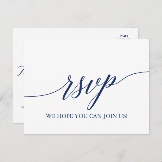 Elegant Navy Calligraphy Song Request UAWG Einladungspostkarte (Vorne/Hinten)