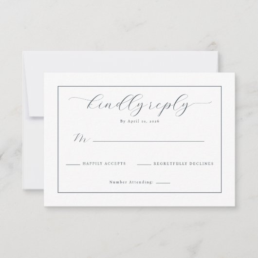 Elegant Navy Calligraphy Template RSVP Karte (Vorderseite)