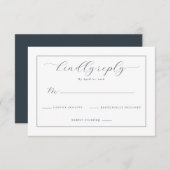 Elegant Navy Calligraphy Template RSVP Karte (Vorne/Hinten)
