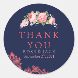 Elegant Navy & Coral Lace Danke Stickers