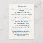 Elegant Navy & Cream Two Hearts Catholic Wedding  Begleitkarte (Rückseite)