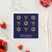Elegant Navy Custom Hanukkah Paper Serviette (Beispiel)