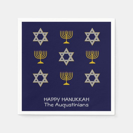Elegant Navy Custom Hanukkah Paper Serviette (Vorderseite)