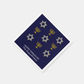 Elegant Navy Custom Hanukkah Paper Serviette (Ecke)