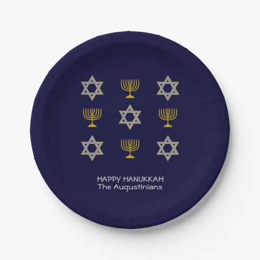 Elegant Navy Custom Hanukkah Pappteller (Vorderseite)
