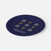 Elegant Navy Custom Hanukkah Pappteller (Schrägansicht)