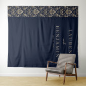 Elegant Navy Damask Wandteppich (Beispiel (Horizontal))