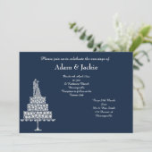 ELEGANT NAVY DIAMOND SET WEDD EINLADUNG (Stehend Vorderseite)