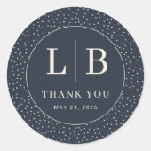 Elegant Navy Dot Circle Runder Aufkleber (Vorderseite)