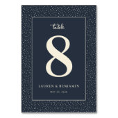 Elegant Navy Dotted Number Tischnummer (Rückseite)