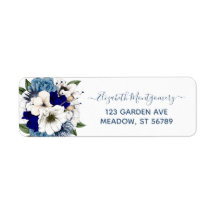 Elegant Navy Dusty Blue Floral