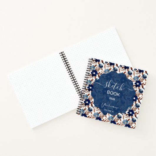 Elegant Navy Floral Notizblock (Innenseite)