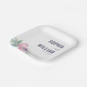 Elegant Navy Floral Pappteller (Gewinkelt)