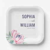 Elegant Navy Floral Pappteller (Vorderseite)