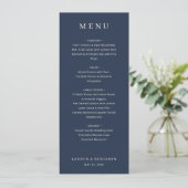 Elegant Navy Formal Menu Menükarte (Stehend Vorderseite)
