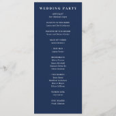 Elegant Navy Formal Wedding Ceremony Programm (Rückseite)