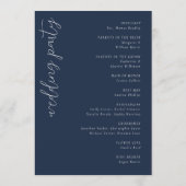Elegant Navy Geometric Wedding Ceremony Schedule Programm (Rückseite)