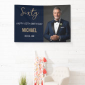 Elegant Navy Gold 60. Geburtstag Banner (InSitu)