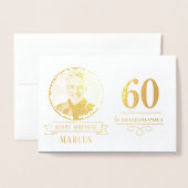 Elegant Navy & Gold 60. & Legendary Birthday Folienkarte (Vorderseite mit Umschlag)