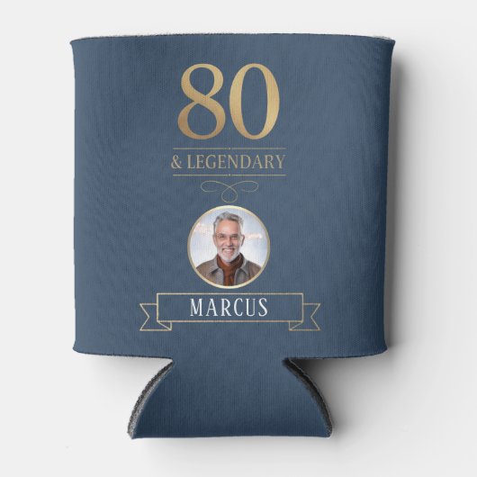 Elegant Navy & Gold 80. & Legendary Birthday Dosenkühler (Vorderseite)