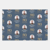 Elegant Navy & Gold 80. & Legendary Birthday Geschenkpapier Set (Vorderseite 2)